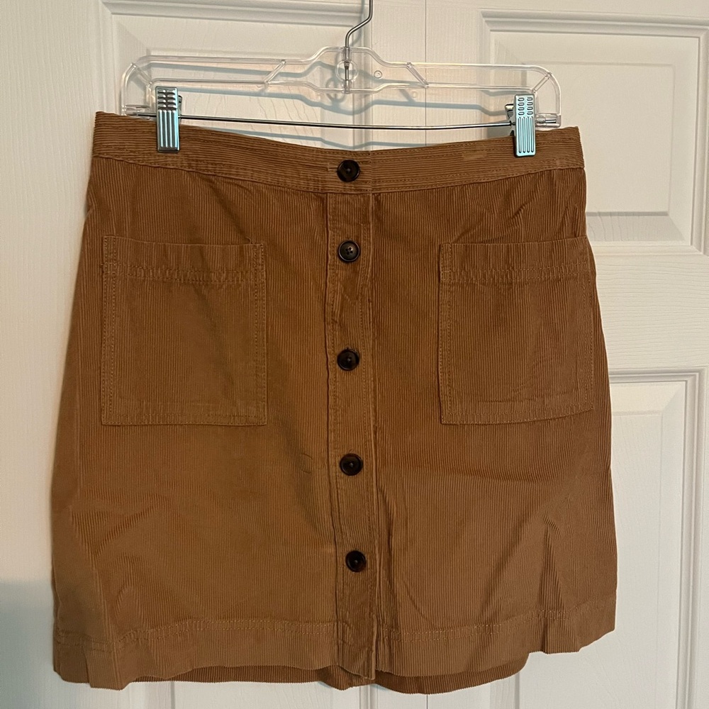 GAP Tan Mini Corduroy Skirt with Brown Buttons